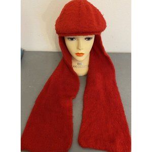 Vintage Wool Red Beret Hat Scarf Ski Country Imports Made in Colorado Women